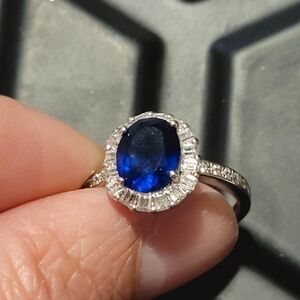 Elegant Blue Sapphire and Silver Ring